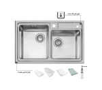 سینک توکار اخوان جنس استیل 2 لگنه با میوه شور کد 380 با عمق لگن 20 سانتیمتر