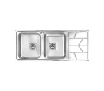 سینک توکار اخوان جنس استیل 2 لگنه با میوه شور کد 388 با عمق لگن 20 سانتیمتر
