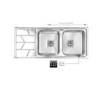 سینک توکار اخوان جنس استیل 2 لگنه با میوه شور کد 388 با عمق لگن 20 سانتیمتر