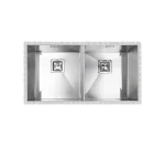 سینک توکار اخوان جنس استیل 2 لگنه با میوه شور کد 411 با عمق لگن 20 سانتیمتر