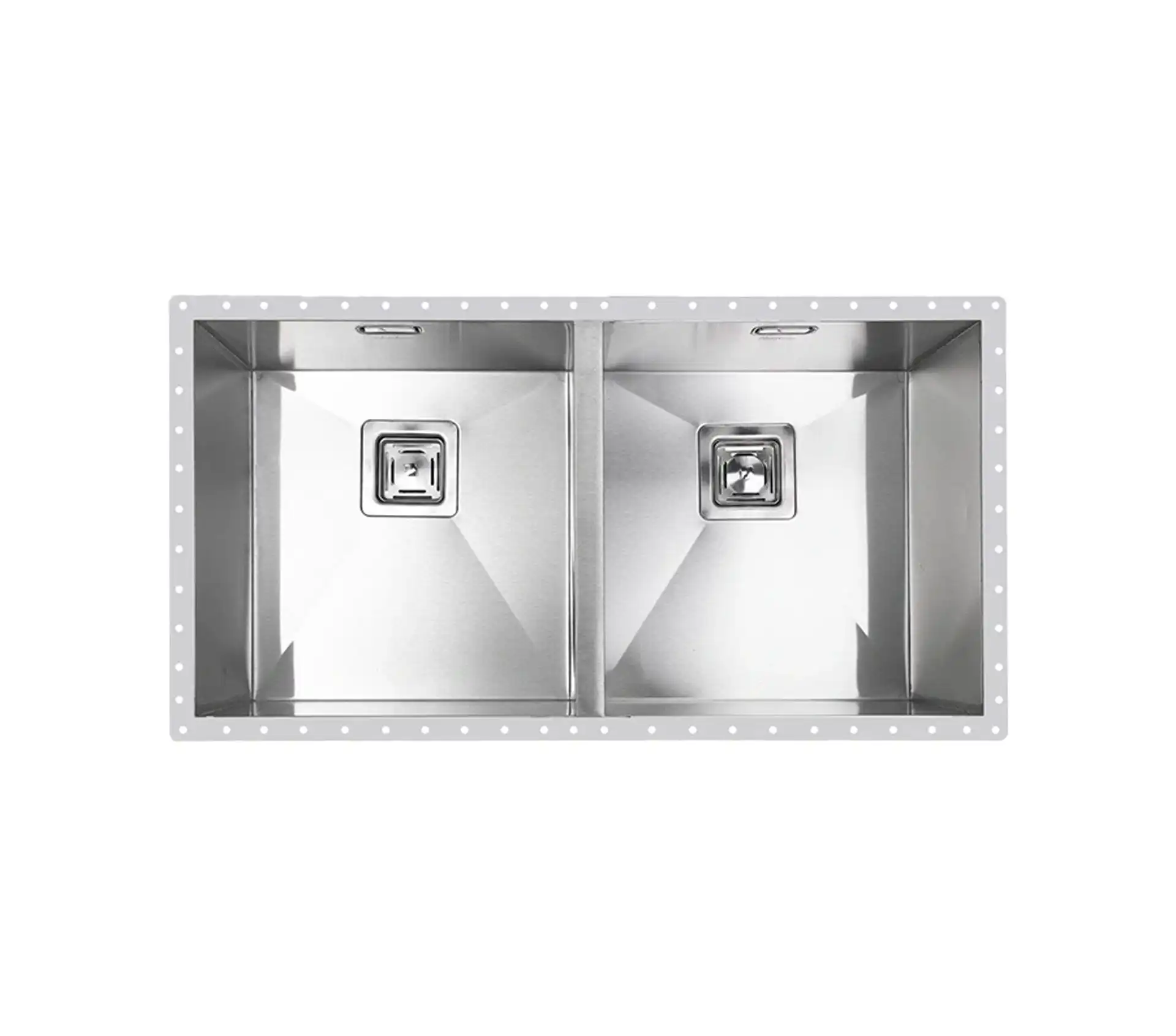 Akhwan built-in sink made of steel 2 basins with passion fruit code 411 with a basin depth of 18 cm 1 سینک توکار اخوان جنس استیل 2 لگنه با میوه شور کد 411 با عمق لگن 20 سانتیمتر