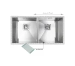 سینک توکار اخوان جنس استیل 2 لگنه با میوه شور کد 411 با عمق لگن 20 سانتیمتر