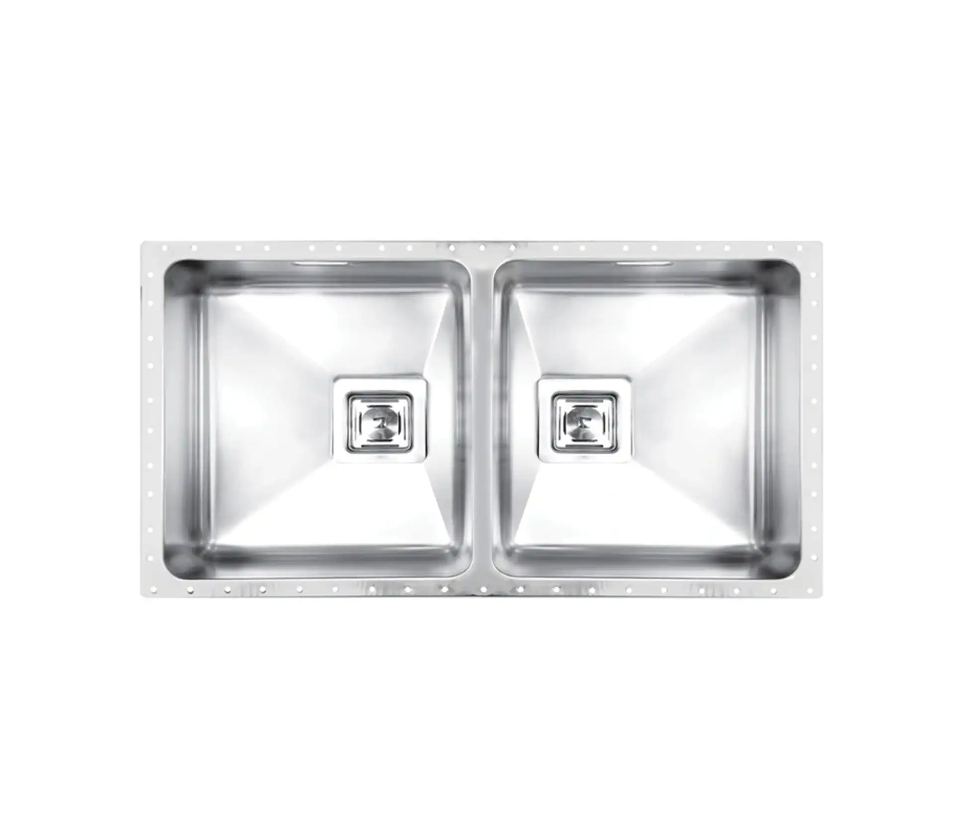 Akhwan built-in sink made of steel, 2 basins, with passion fruit, code 412, basin depth 20 cm 1 سینک توکار اخوان جنس استیل 2 لگنه با میوه شور کد 412 با عمق لگن 20 سانتیمتر