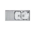 سینک توکار اخوان جنس استیل 2 لگنه با میوه شور کد 500 با عمق لگن 22 سانتیمتر