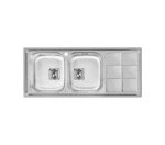 سینک توکار اخوان جنس استیل 2 لگنه با میوه شور کد 500s با عمق لگن 22 سانتیمتر