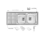 سینک توکار اخوان جنس استیل 2 لگنه با میوه شور کد 501 با عمق لگن 22 سانتیمتر