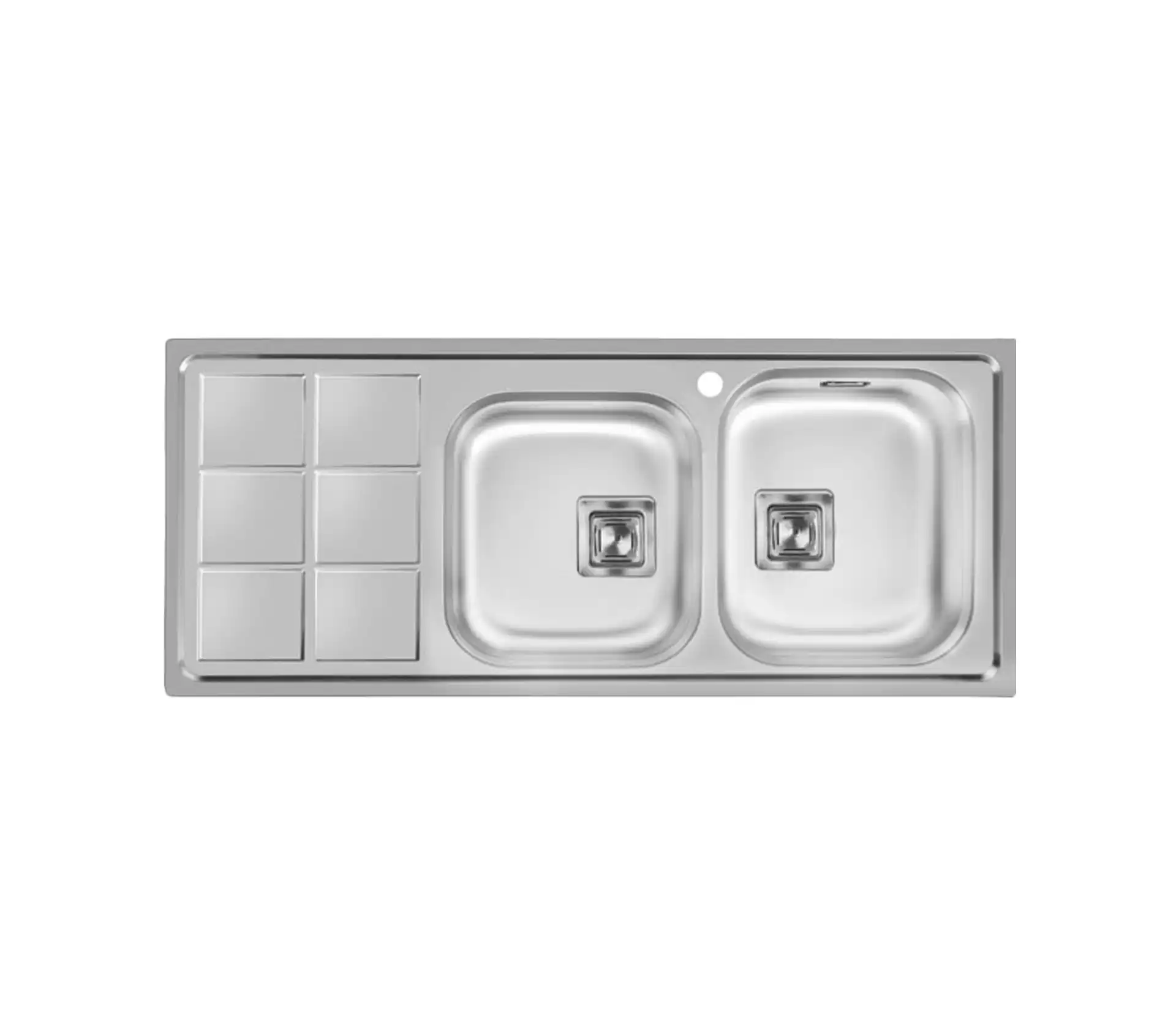 Akhwan built-in sink made of steel 2 basins with passion fruit code 501s with a basin depth of 22 cm 1 سینک توکار اخوان جنس استیل 2 لگنه با میوه شور کد 501s با عمق لگن 22 سانتیمتر