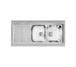 سینک توکار اخوان جنس استیل 2 لگنه با میوه شور کد 502 با عمق لگن 22 سانتیمتر