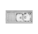 سینک توکار اخوان جنس استیل 2 لگنه با میوه شور کد 503 با عمق لگن 22 سانتیمتر