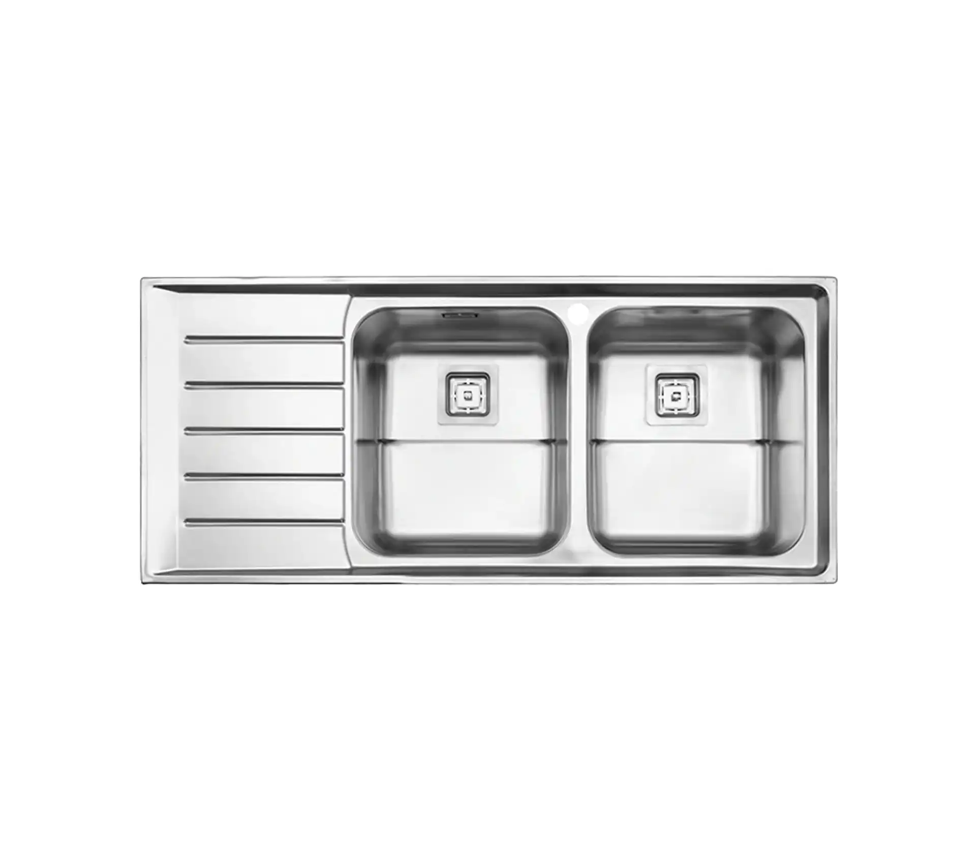 Akhwan built-in sink made of steel, 2 basins, with passion fruit, code 510, with a basin depth of 22 cm 1 سینک توکار اخوان جنس استیل 2 لگنه با میوه شور کد 510 با عمق لگن 22 سانتیمتر