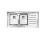 سینک توکار اخوان جنس استیل 2 لگنه با میوه شور کد 511 با عمق لگن 22 سانتیمتر