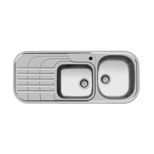 سینک توکار اخوان جنس استیل 2 لگنه با میوه شور کد 72 با عمق لگن 18 سانتیمتر