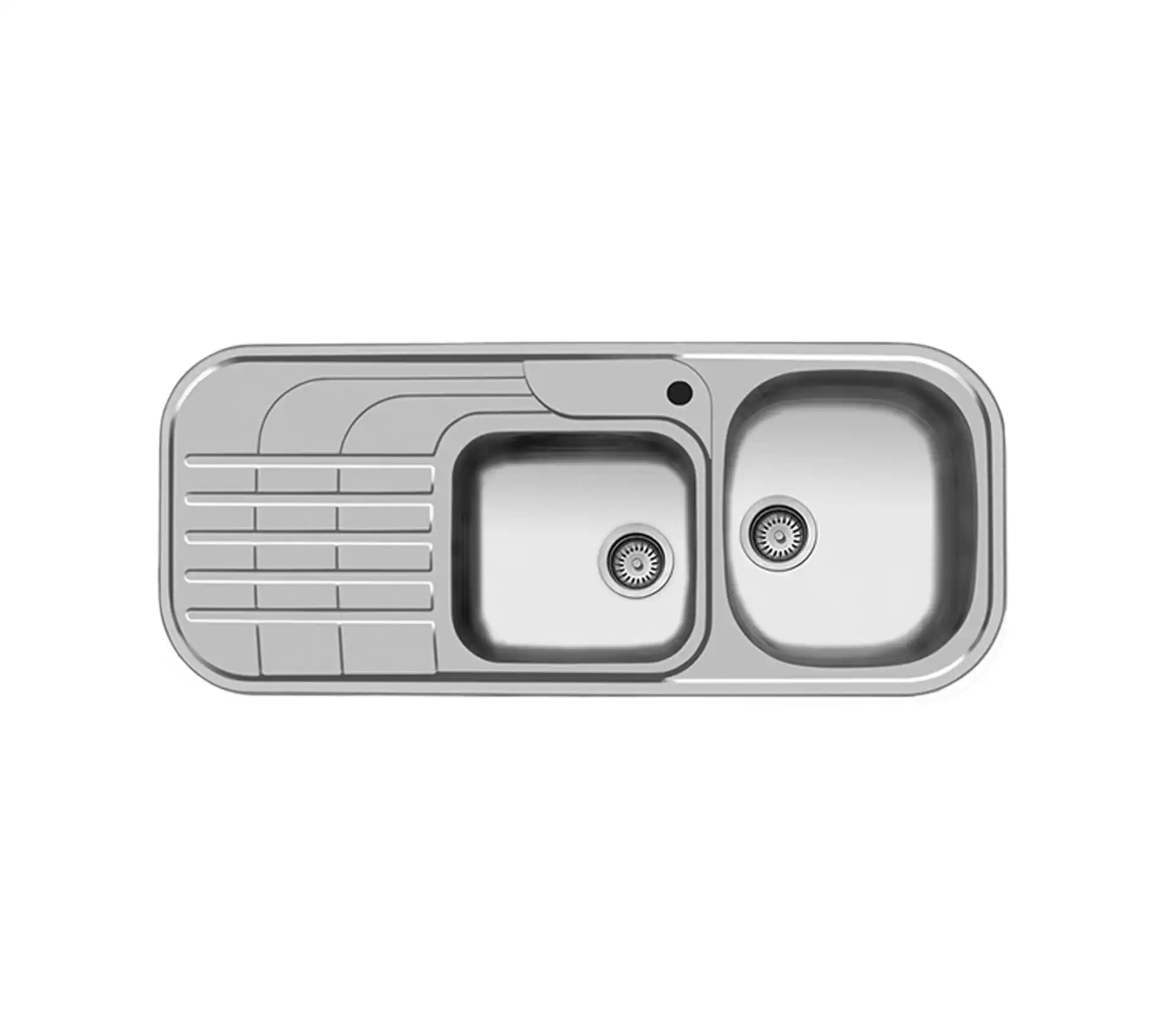 Akhwan built-in sink made of steel, 2 basins, with passion fruit, code 72, with a basin depth of 18 cm 1 سینک توکار اخوان جنس استیل 2 لگنه با میوه شور کد 72 با عمق لگن 18 سانتیمتر