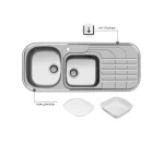 سینک توکار اخوان جنس استیل 2 لگنه با میوه شور کد 72 با عمق لگن 18 سانتیمتر