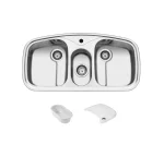 سینک توکار اخوان جنس استیل 2.5 لگنه با میوه شور کد 8 با عمق لگن 16 سانتیمتر