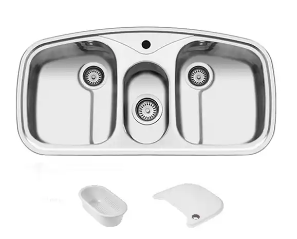 Akhwan built-in sink made of steel, 2.5 basins, code 8, with a basin depth of 16 cm 