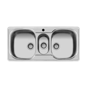 سینک توکار اخوان جنس استیل 2.5 لگنه با میوه شور کد 12 با عمق لگن 16 سانتیمتر