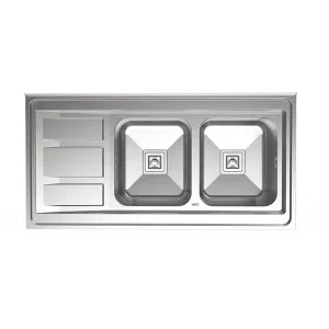 سینک فانتزی کن 9112S سینک دو لگنه با سینی توکار