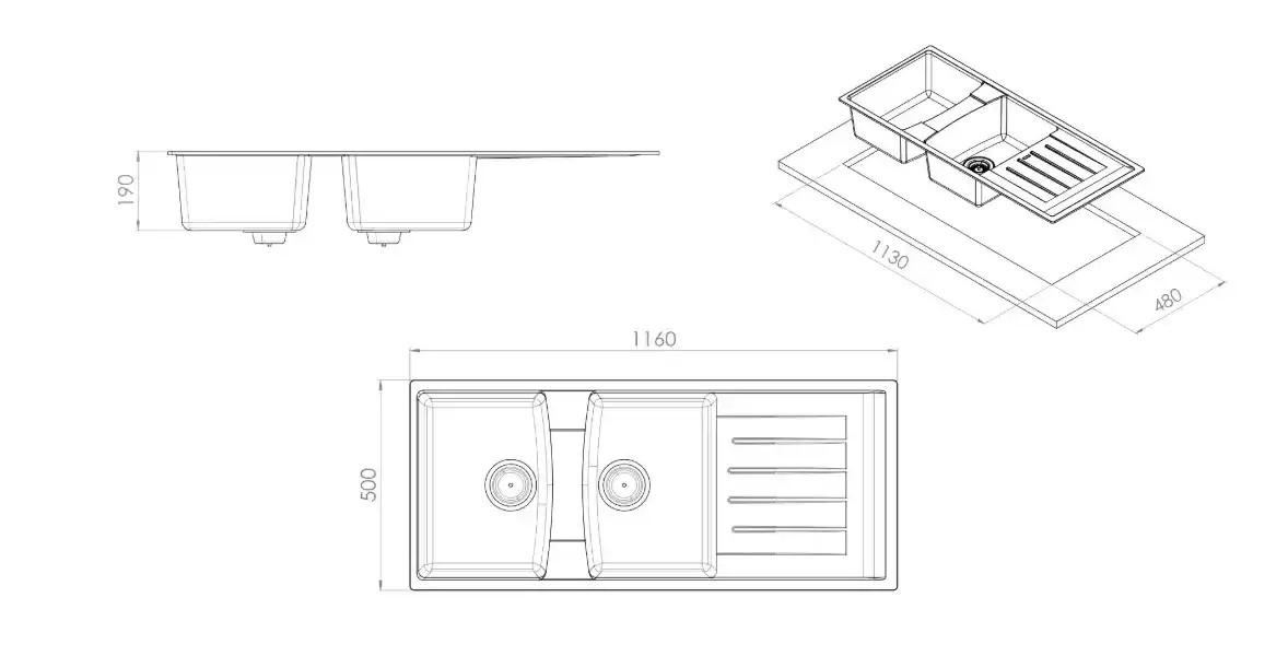 سینک گرانیتی کن مدل الیت رنگ طوسی