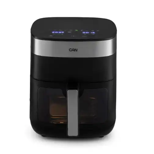 can brand air cooker model 2054 (4) هواپز 6.5 لیتری کن مدل 2054BT رنگ مشکی با صفحه لمسی و نوار نقره ای