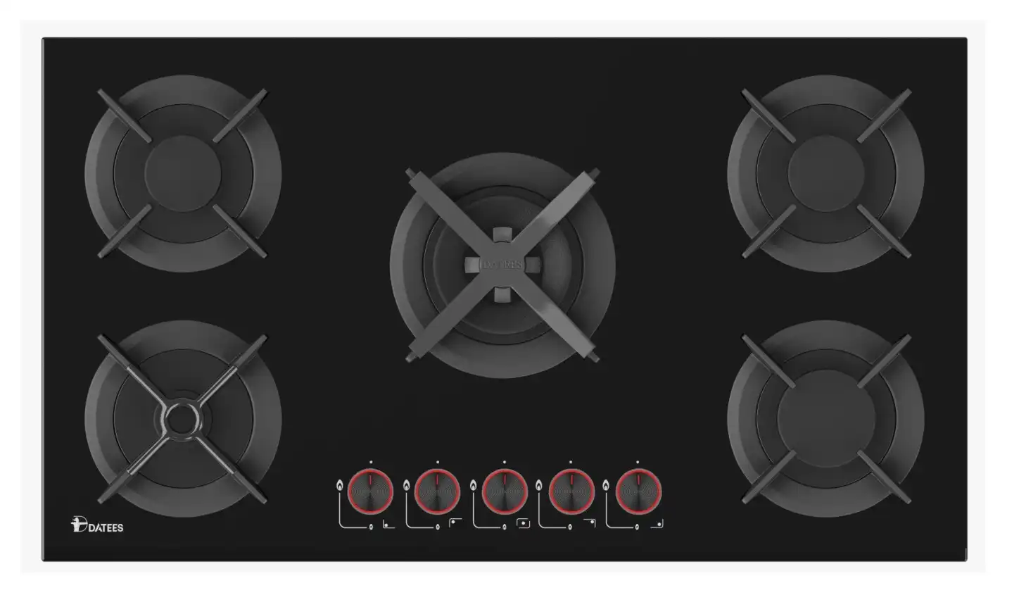 گاز رومیزی و صفحه ای جدید داتیس رنگ مشکی جنس شیشه 5 شعله ال ای دی دار مدل dg 565