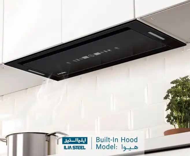 هود مخفی ایلیا استیل مدل هیوا مشکی 75cm
