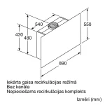 ابعاد هود دیواری بوش مدل DWF97RW62 مشکی 90cm