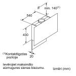 ابعاد هود دیواری بوش مدل DWF97RW62 مشکی 90cm