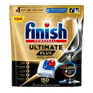 قرص ماشین ظرفشویی اولتیمیت پلاس فینیش FINISH تعداد قرص 150 عدد اصل ، قرص اصل فینیش ترکیه و اصل اروپا خرید از نمایندگی قرص ماشین ظرفشویی فینیش