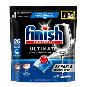 قرص ماشین ظرفشویی اولتیمیت فینیش FINISH تعداد قرص 26 عدد اصل ، قرص اصل فینیش ترکیه و اصل اروپا خرید از نمایندگی قرص ماشین ظرفشویی فینیش