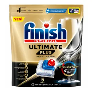 قرص ماشین ظرفشویی اولتیمیت پلاس فینیش FINISH تعداد قرص 5 عدد اصل ، قرص اصل فینیش ترکیه و اصل اروپا خرید از نمایندگی قرص ماشین ظرفشویی فینیش