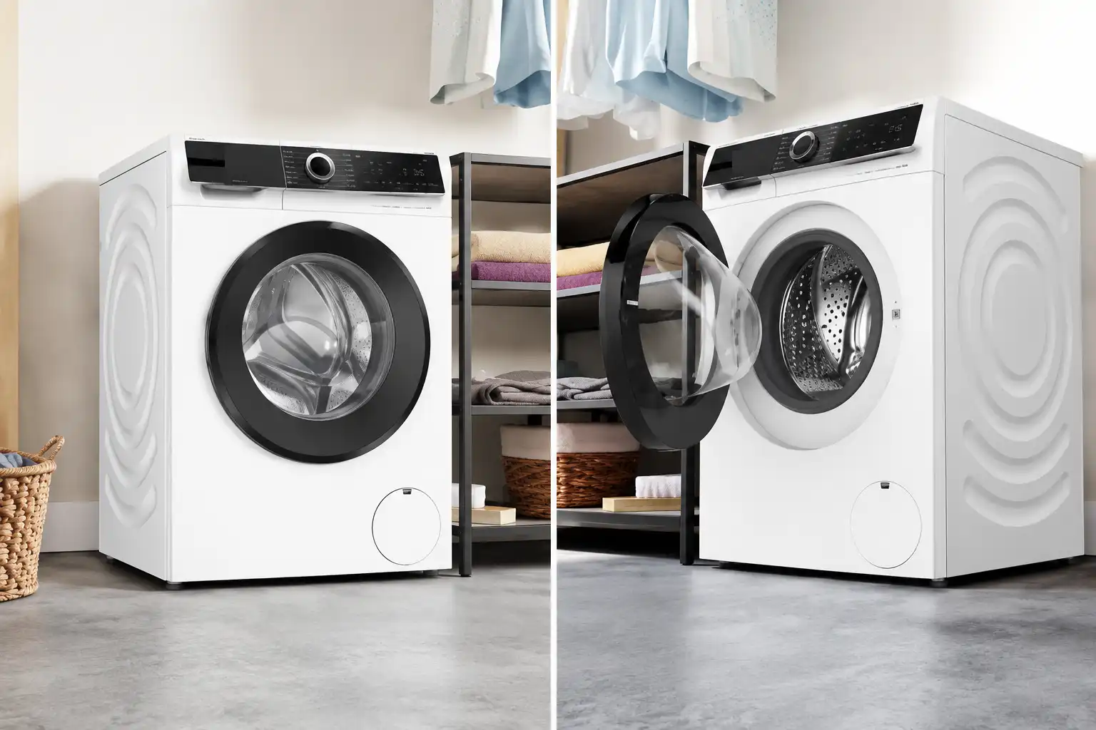 خرید ماشین لباسشویی بوش WGK244ZOME سری 6 با ظرفیت 9 کیلو، موتور کمصدا، 1400 دور، Home Connect، بخار، ActiveWater Plus و 14 برنامه شستشو.